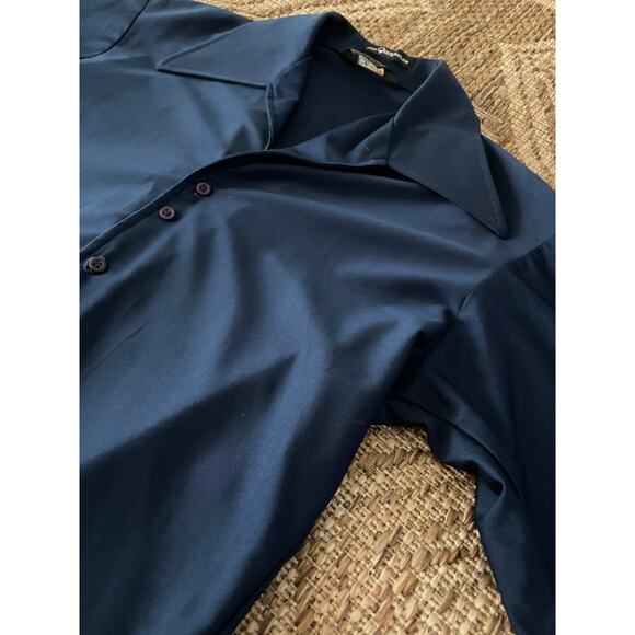 Vintage 70s JCPenney Butterfly Collared Navy Blouse SZ Small - Picture 2 of 8